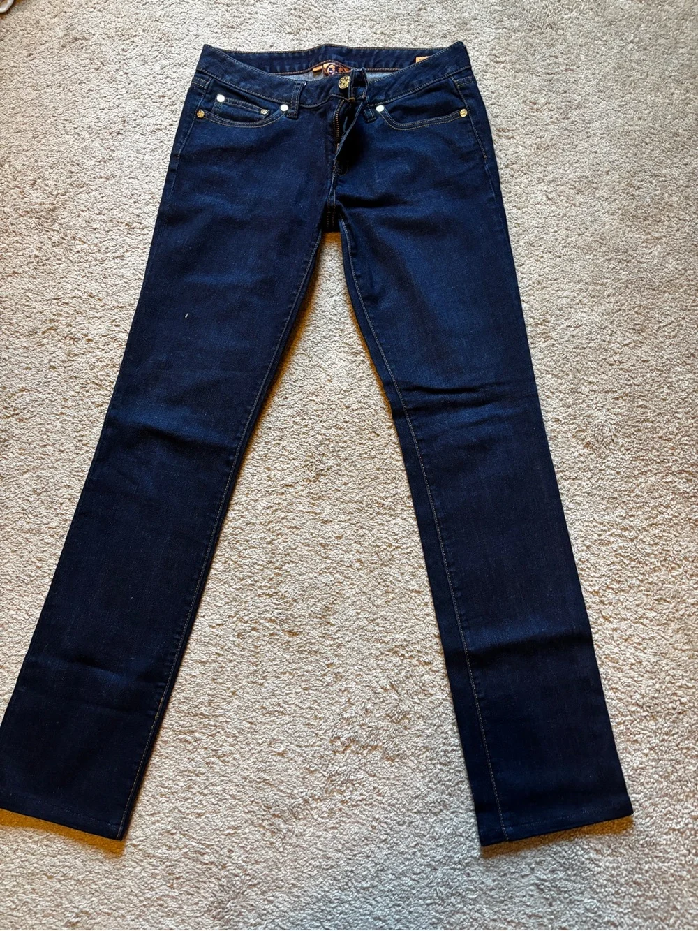Tory Burch Women's Dark Wash denim Blue Straight-Leg Jeans size 28